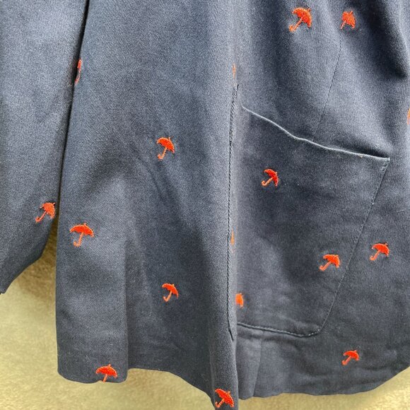 Modcloth‎ Embroidered Blazer Jacket Womens Plus 28 Navy Blue Umbrellas Novelty - Picture 5 of 14